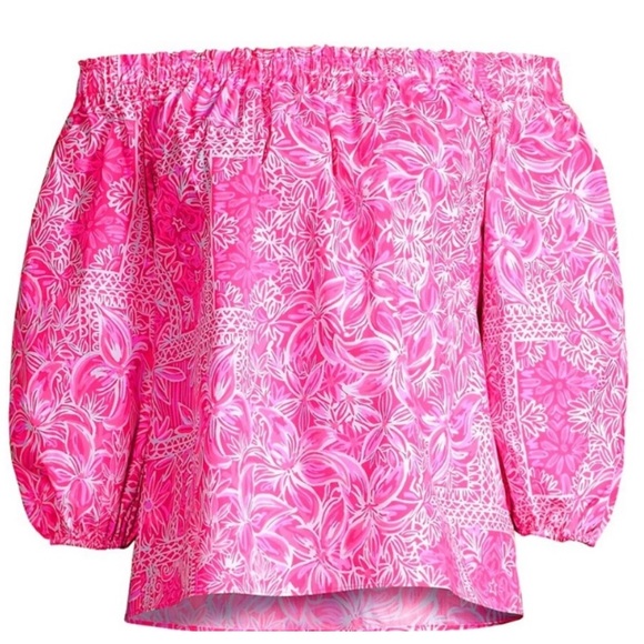 Lilly Pulitzer Tops - Lily Pulitzer Winifred Printed Cotton Piñata Pink Top